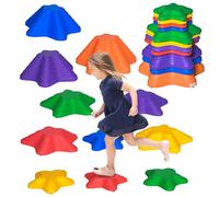 Outsunny 11-Piece Stepping Stones Kids, Starfish Style Non-slip Obstacle Course, Stackable Balance Blocks Garden Toys, Encourage Toddler Sensory Toys Indoor Outdoor - Multicoloured