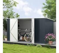 Outsunny 11 X 5.6Ft Galvanised Metal Garden Shed With Lockable Doors, Grey