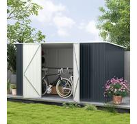 Outsunny 11 x 5.6ft Galvanised Metal Garden Shed with Lockable Doors, Grey, Grey