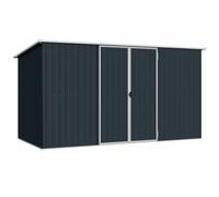 Outsunny 11 x 5.6ft Galvanised Steel Garden Shed, Metal Shed, Garden Storage Shed with Lockable Doors and Gloves for Outdoor Patio, Garden, Grey