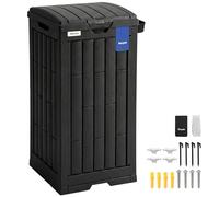 Outsunny 110 L Large Outdoor Bin with Dual Lid and Side Ashtray, Waterproof Plastic Dustbin with Removable Drip Tray, Garden Waste Trash Bin for Patio, Terrace, Black