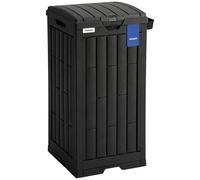 Outsunny 110 L Outdoor Bin with Dual Lid, Waterproof Plastic Trash Bin with Ashtray and Drip Tray, Garden Waste Trash Bin, Black