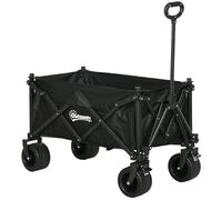 Outsunny Foldable Garden Cart, Outdoor Utility Wagon With Carry Bag, Black