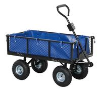 Outsunny 114L Steel Frame Garden Cart Trolley - Blue