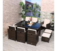 Outsunny 11PC Garden Rattan Dining Set Cushion Patio Table Chair Conservatory