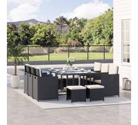 Outsunny 11Pc Rattan Dining Set Garden Furniture Wicker Patio Conservatory Table Chairs In Black