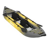 Outsunny 12.5' Inflatable Kayak Set, 2-person Sit on Canoe with Aluminium Oars, Grey and Yellow