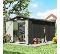 Outsunny 12 x 8 ft Garden Shed, Outdoor Storage Shed with 4 Vents Dark Grey - Dark Grey - Galvanised Steel - 364 x 238 x 194 cm