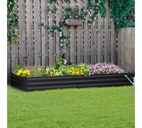 Outsunny Galvanised Raised Garden Bed w/ Open Bottom - Grey, Grey