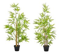 HOMCOM Set of 2 Artificial Bamboo Trees Decorative Plant with Nursery Pot | TJ Hughes