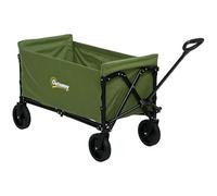Outsunny 120L Folding Collapsible Wagon with Adjustable Handle, Green