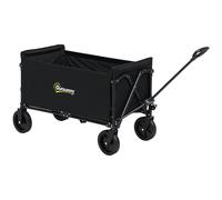Outsunny 120L Festival Trolley on Wheels, Folding & Compact Camping Trolley Cart with Adjustable Handle for Garden, Beach, Fishing, Black Black