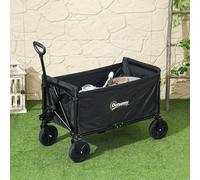 Outsunny 120L Folding Collapsible Wagon with Adjustable Handle, Black