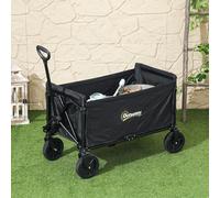 OUTSUNNY 120L Folding Collapsible Wagon with Adjustable Handle, Black Outsunny Black