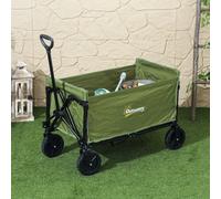 Outsunny 120L Folding Collapsible Wagon With Adjustable Handle, Green