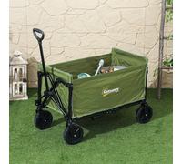 OUTSUNNY 120L Folding Collapsible Wagon with Adjustable Handle, Green Outsunny Green