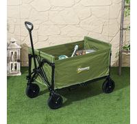 Outsunny 120L Folding Collapsible Wagon with Adjustable Handle, Green