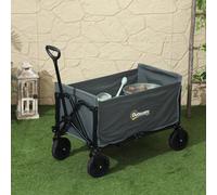 Outsunny 120L Folding Collapsible Wagon With Adjustable Handle, Grey