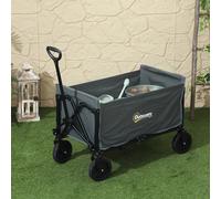Outsunny 120L Folding Collapsible Wagon with Adjustable Handle, Grey