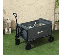 Outsunny 120L Folding Collapsible Wagon With Adjustable Handle, Grey Grey