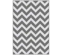 Outsunny 121 x 182 cm(4x6ft) Outdoor Rug Reversible Mat Plastic Straw Rug Portable RV Camping Mat for Garden Deck Picnic Indoor, Light Grey & White