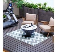 Outsunny 121 x 182 cm(4x6ft) Outdoor Rug Reversible Mat Plastic Straw Rug Portable RV Camping Mat for Garden Deck Picnic Indoor, Light Grey & White