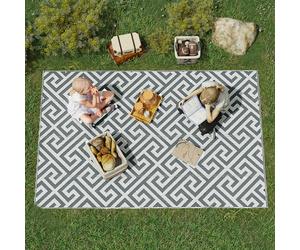 Outsunny 121x182cm Reversible Outdoor Rug Portable Plastic Straw RV Camping Mat - Light Grey - 152cm x 243cm x 0.3cm