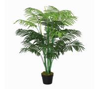Outsunny 125Cm/4Ft Artificial Palm Plant Decorative Tree 18 Leaves Nursery In Green Green