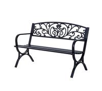 Outsunny 127L X 60W X 85H cm Powder Coated Garden Bench For Patio Backyard Steel-Black