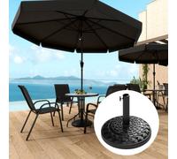 OUTSUNNY 12kg Garden Parasol Base, Round Resin Garden Umbrella Base, Black Outsunny Black