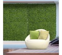 Outsunny 12Pcs 50Cm X 50Cm Artificial Boxwood Panel Milan Grass With Flowers