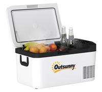 Outsunny 12V Portable Car Refrigerator W/ Inner Led Light Indoor Outdoor, 18L, White