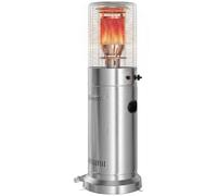 Outsunny 13 kW Gas Patio Heater with Stepless Heat Control, Silver | Stainless Steel Portable Propane Outdoor Heater, Pulse Ignition, Protective Mesh, Tip-over Protection, 2 Wheels for Garden