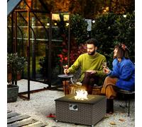 Outsunny 13 Kw Rattan Fire Pit Table, Garden Fire Table For Garden, Grey Grey