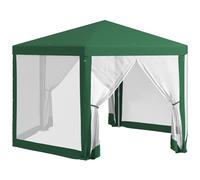 Outsunny 13' x 11' Outdoor Party Tent Hexagon Sun Shade Shelter Canopy with Protective Mesh Screen Sidewalls Ropes & Stakes Green