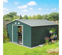 OUTSUNNY Outdoor Garden Storage Shed w/2 Doors Galvanised Metal in Green Outsunny Green