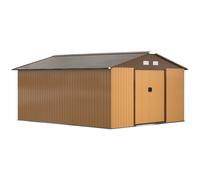 Outsunny 13 x 11ft Metal Garden Shed, Outdoor Storage Tool House with Ventilation Slots, Foundation Kit and Lockable Double Doors Red