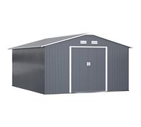 Outsunny 13 x 11ft Garden Shed Storage with Foundation Kit and Vents, Grey