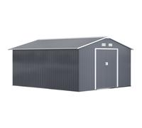 Outsunny Storage Garden Equipment 2 Door Shed Galvanised Metal Grey Outdoor845-0