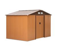 Outsunny 13' x 11' Metal Double Door Apex Storage Shed - Brown, Cream