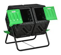 Outsunny Dual Chamber Garden Compost Bin - 130L, Black