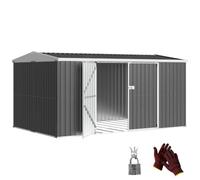 Outsunny 14 x 8ft Outdoor Garden Metal Storage Shed with Lockable Door, Tool Storage Box for Garden, Patio and Lawn, Grey