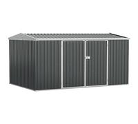 Outsunny 14 x 8ft Outdoor Garden Metal Storage Shed with Lockable Door, Tool Storage Box for Garden, Patio and Lawn, Grey