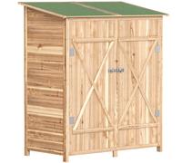 Outsunny 140 x 75 Fir Wood Garden Shed, with Asphalt Roof - Natural