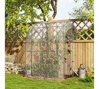 Outsunny 143X118X212Cm Walk in Lean To Wall Tunnel Plastic Greenhouse With Doors, Clear