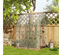 Outsunny 143X118X212Cm Walk in Lean To Wall Tunnel Plastic Greenhouse With Doors, Clear