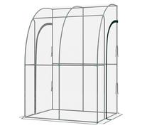 Outsunny 143X118X212Cm Walk-In Lean To Wall Tunnel Plastic Greenhouse With Doors