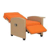 Outsunny 145° Reclining Rattan Armchair, with Footrest - Khaki/Orange