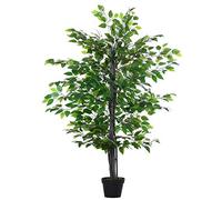 Outsunny 145cm Artificial Banyan Plant Faux Decorative Tree w/Cement Pot Vibrant Greenery Shrubbery Indoor Outdoor Accessory