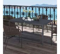 Outsunny 145cm Garden Table, Rectangle Outdoor Dining Table for 6 People, with Steel Legs and Slatted Aluminium Top, for Balcony, Lawn, Dark Grey Dark Grey